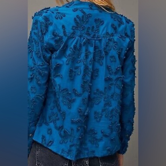 Anthropologie X Pilcro The Whitney Textured Floral Button Blouse Top Sz M - Picture 2 of 3